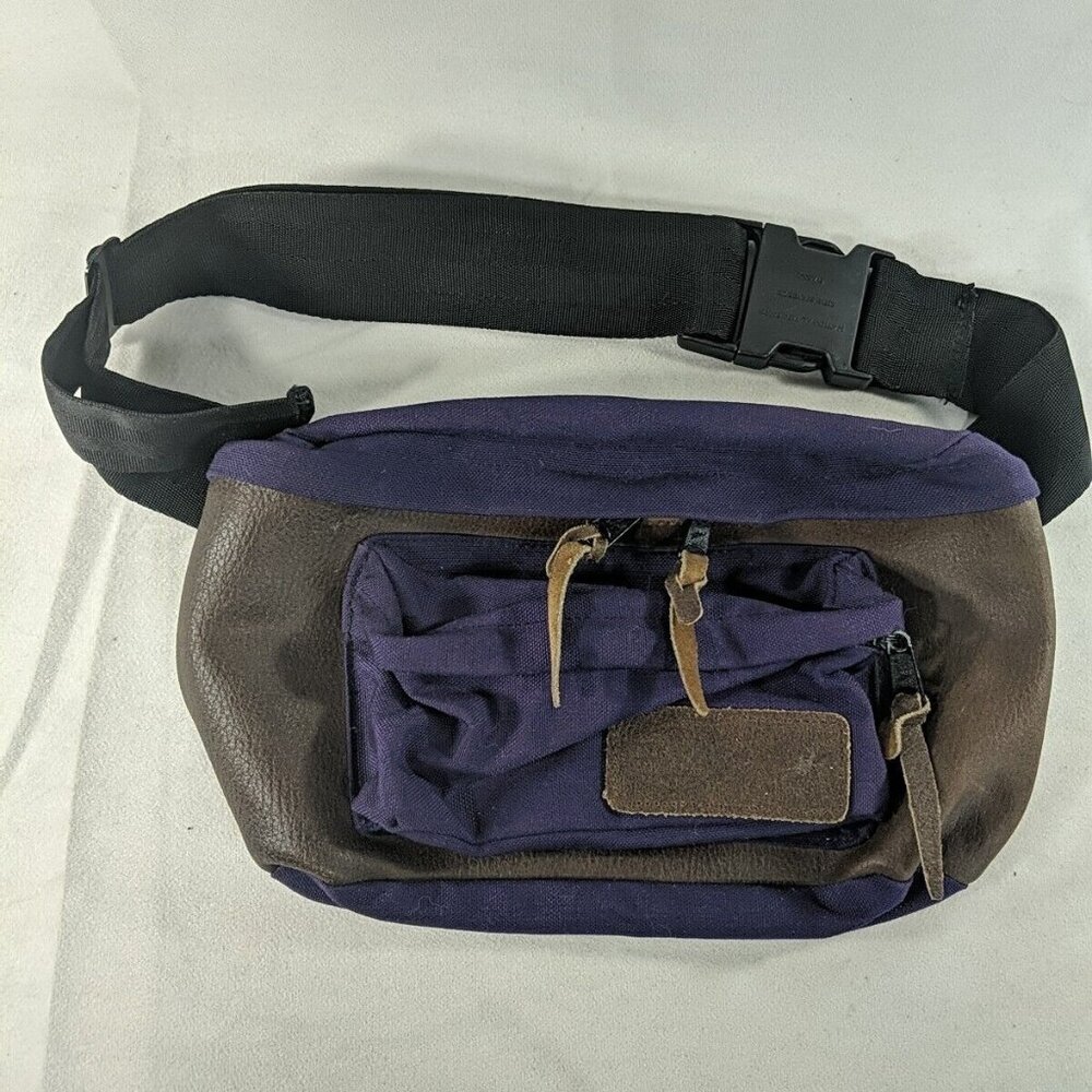 Vintage Fastpak Made in USA Purple Fanny pack Belt Bag Leather Brown Fannypack